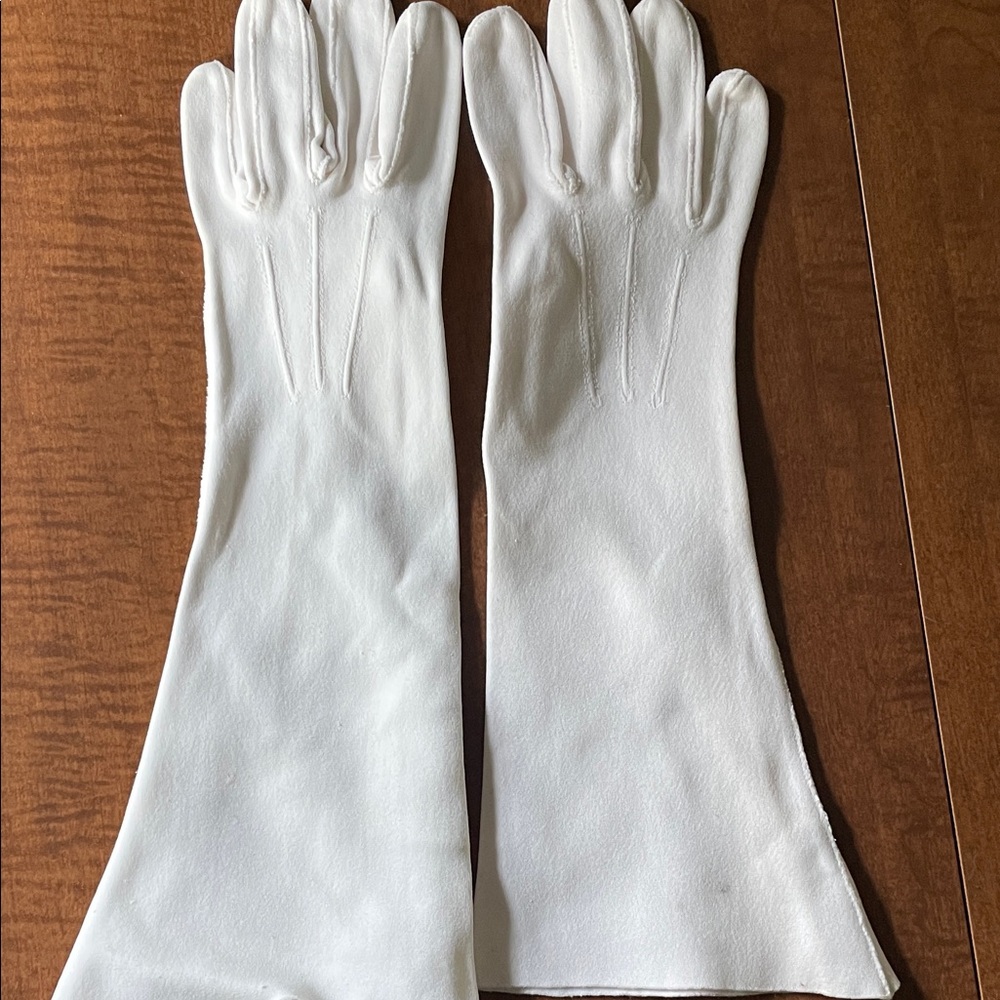 Women's Long White Formal Cotton Gloves Classic Evening Style Italy